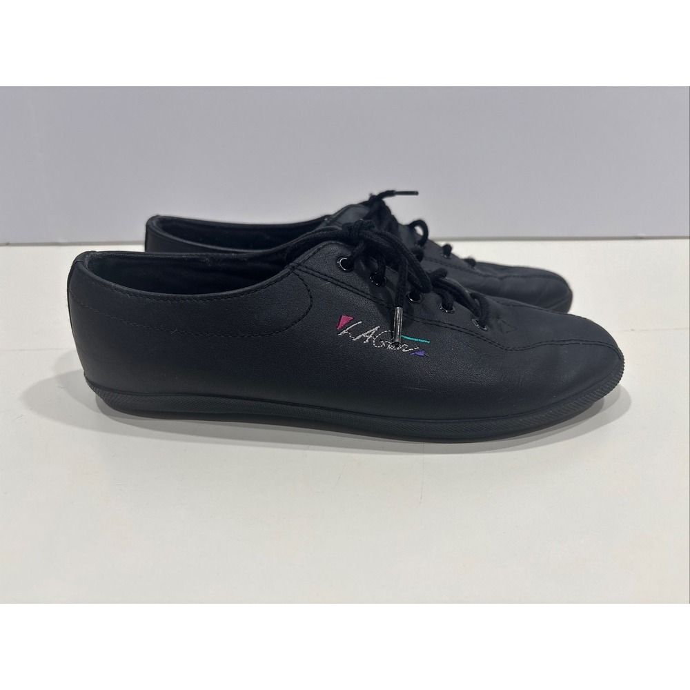LA Gear Comfort Womens 8 Black Leather Low Top Lace Up Sneakers Vintage 6814